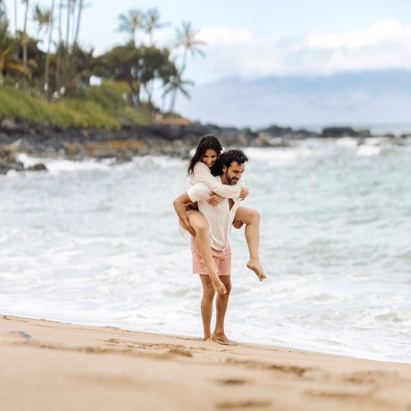 Couple enjoying a nice day on the beach