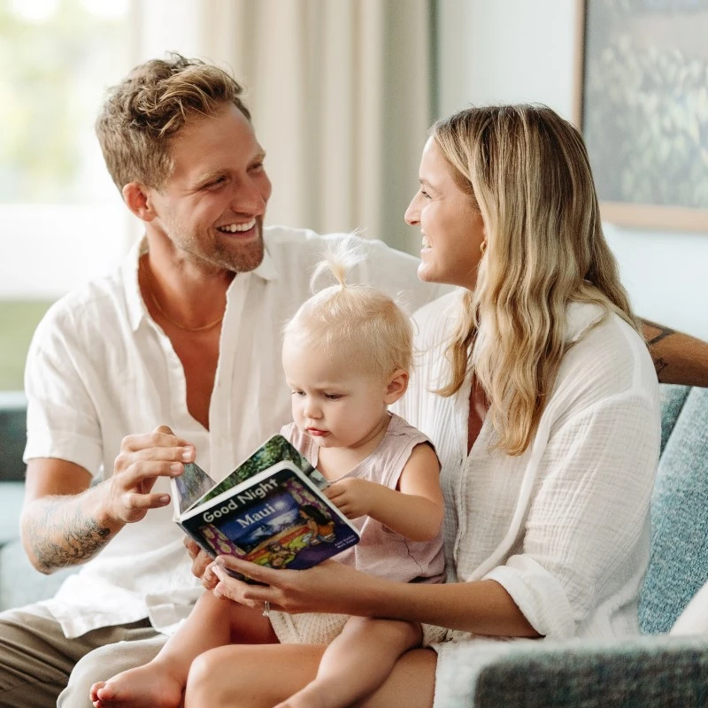 Family on vacation with baby